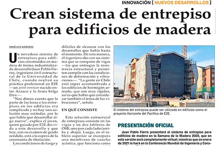 Alumno de la Universidad de Chile crea sistema de entrepiso para edificios de madera con el apoyo de E2E